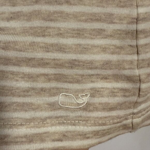 Vineyard Vines Tan Cream Striped Boatneck 3/4‎ Sleeves Top Size M - Picture 3 of 6